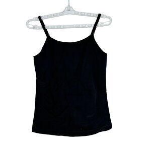 Empetua Womens Black Adjustable Spaghetti Strap Cami Tank Top 2XL Stretch Nylon